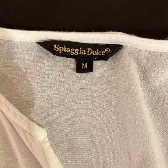 White Embroidered Rayon (cotton look) Raised Waist Tunic Top - Picture 5 of 9